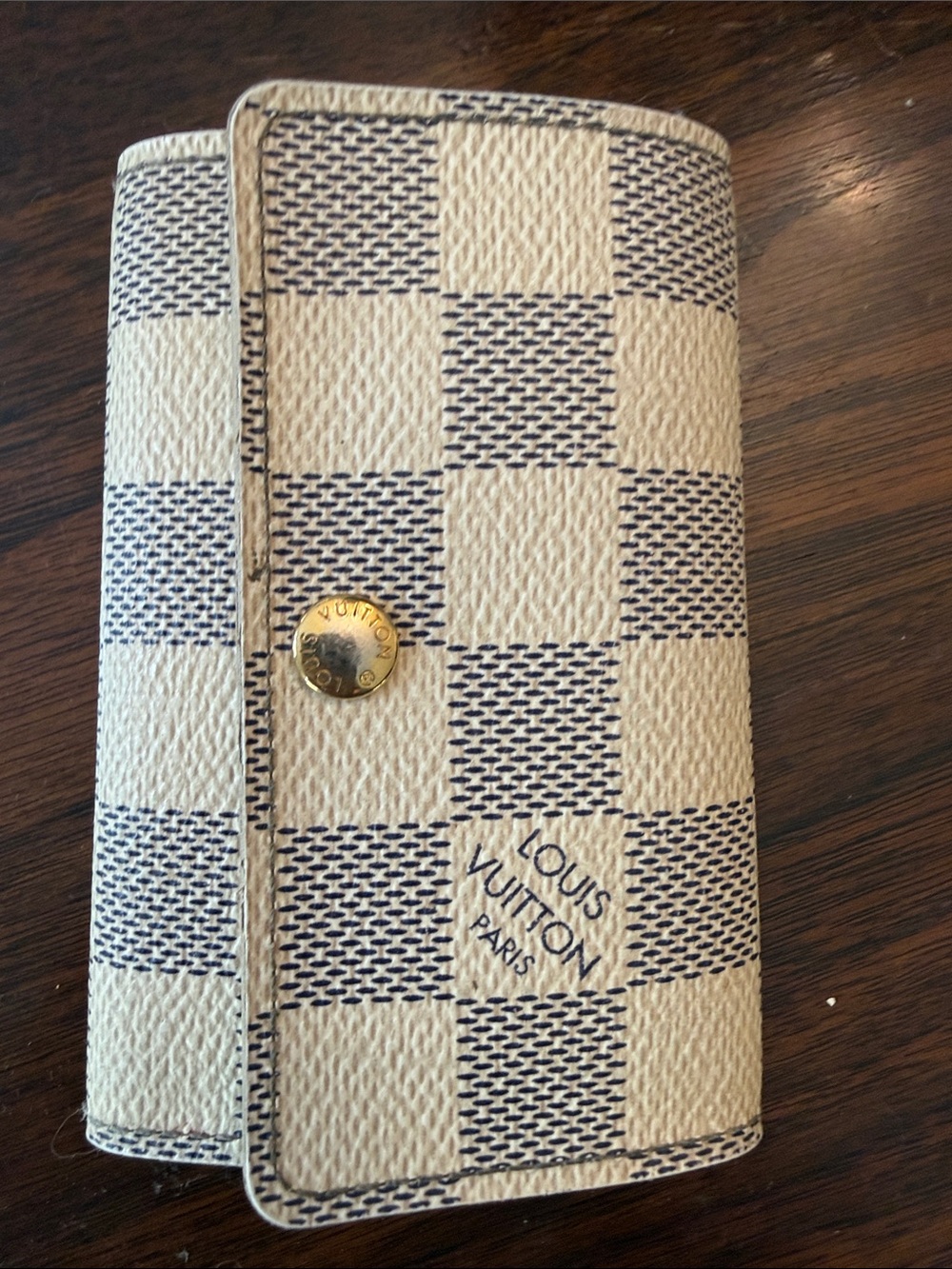 Louis Vuitton Damier Azur Compact Key Holder in Cream and Blue